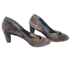 Lauren Ralph Lauren Gray Suede Pumps Heels Round Round